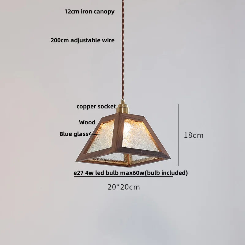 DecorBites™ Clear Glass Walnut Wood LED Pendant Lamp - Nordic Modern Hanging Lights