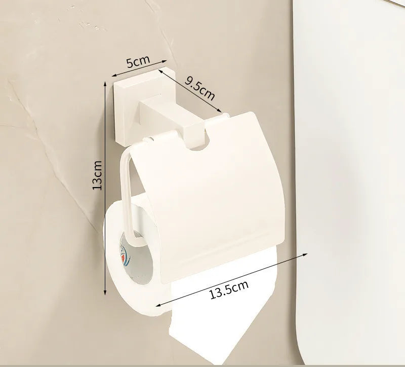 DecorBites™ Bathroom Set: Cream White Shelf, Towel Rack, Paper Holder, Brush Holder & Hardware