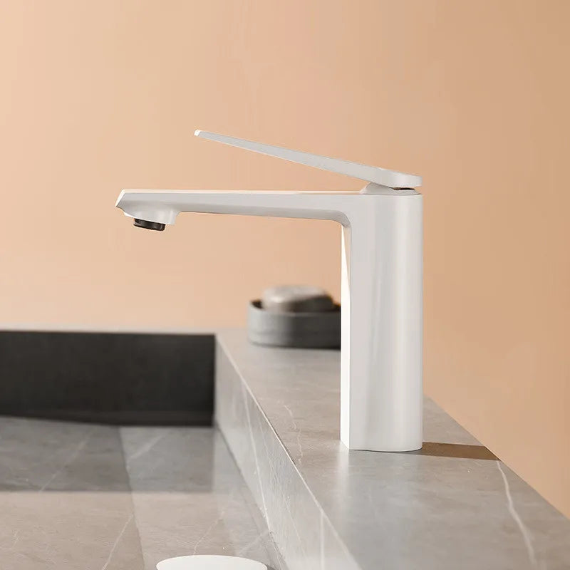 DecorBites™ Gold Gray Bathroom Faucet Single Handle Mixer Sink Tap Deck Mounted