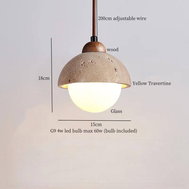 DecorBites™ Creative Stone LED Pendant Light Yellow Travertine Nordic Minimalism Hanging Lamp