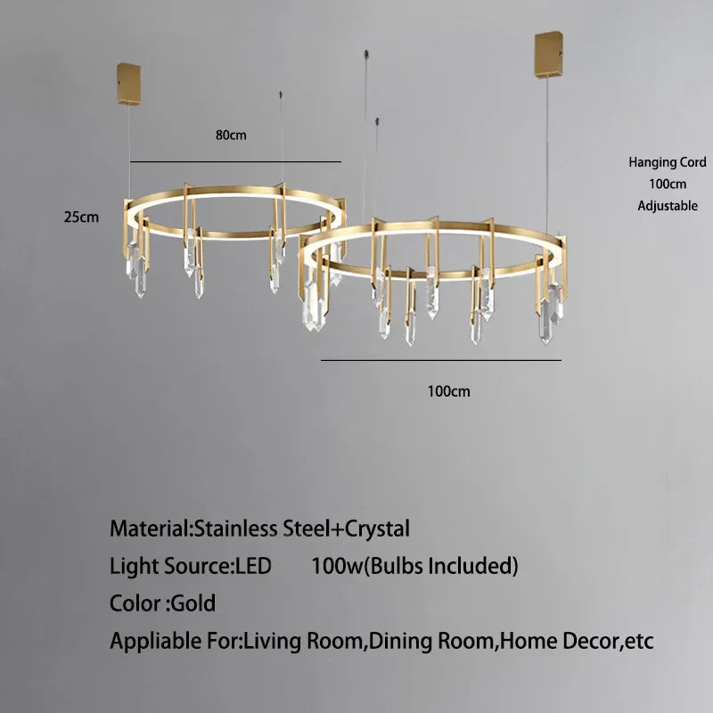 DecorBites™ Bronze LED Crystal Hanging Lamp Luxury Fixture for Living Room