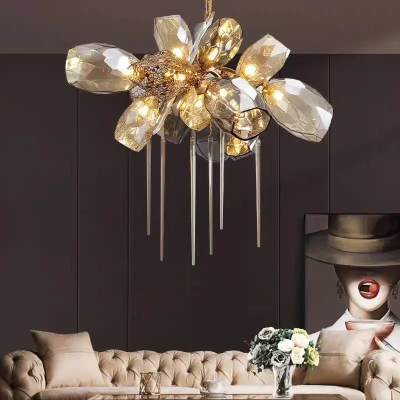 DecorBites™ Crystal Duplex Chandelier - Modern Designer Living Room Lighting