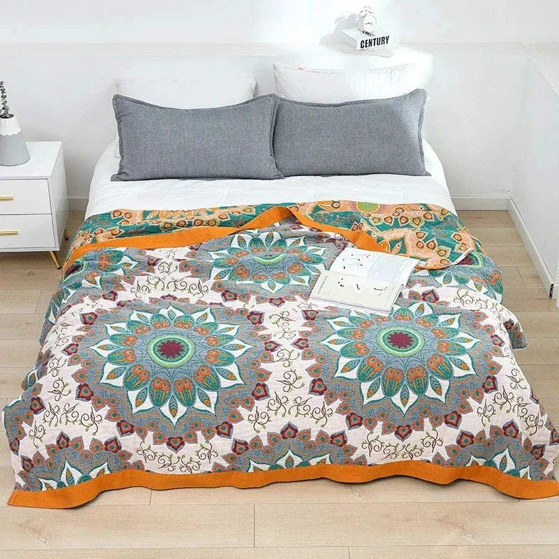 DecorBites™ 100% Cotton Nordic Throw Blanket - Soft Gauze Bedspread for Bedroom & Sofa