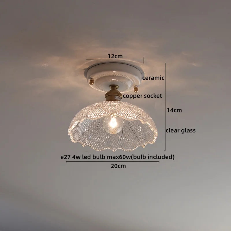 DecorBites™ LED Canopy Ceiling Light Glass Copper Luminaria De Teto