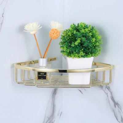 DecorBites™ Gold Bathroom Hardware Set: Towel Rack, Shelf, Paper Holder, Towel Holder, Toilet Brush Holder