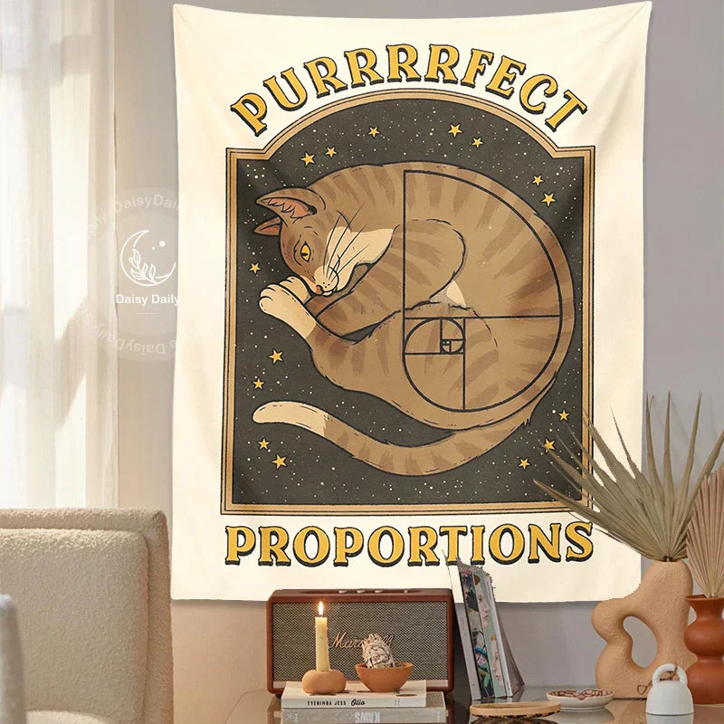 DecorBites™ Cute Cat Tapestry Wall Hanging for Purrfect Proportions & Boho Decor