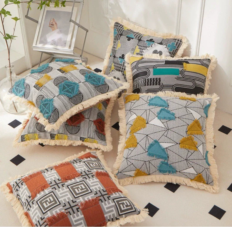 DecorBites™ Artistic 45x45 Handmade Cloth Cushion Cover Pillowcase Design