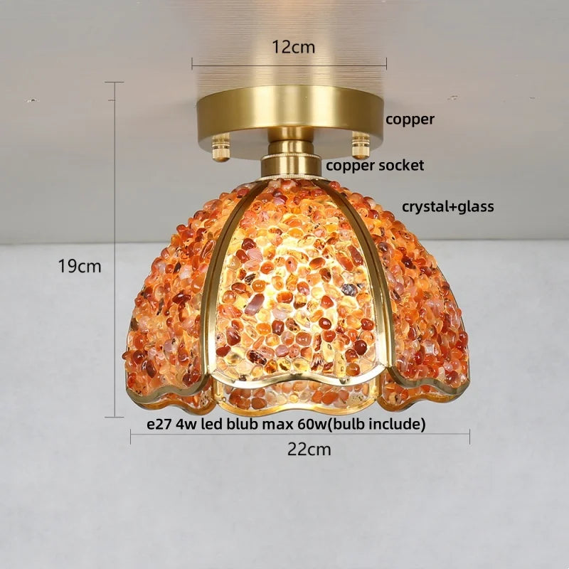 DecorBites™ Copper Canopy LED Ceiling Light Glass Crystal Nordic Modern Decor for Home