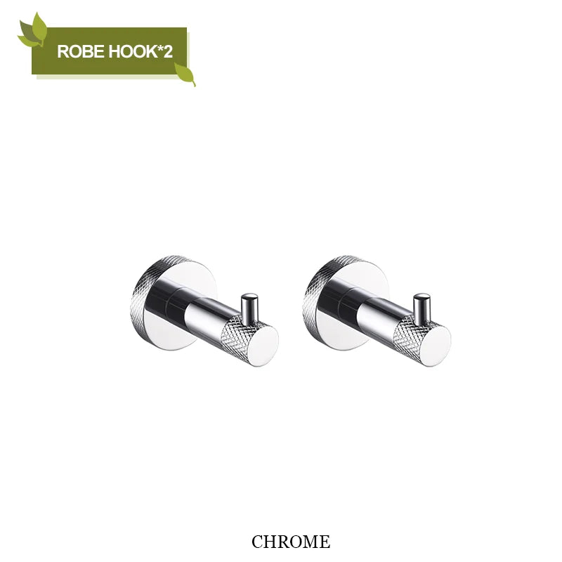 DecorBites™ Bathroom Accessories Set: Rose Gold Chrome Hook, Brushed Gold Towel Rack, Stainless Steel Toilet Paper Holder