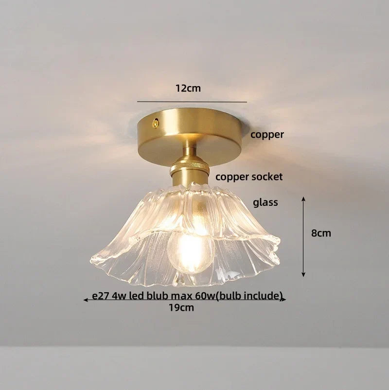 DecorBites™ Glass Grid LED Ceiling Lamp: Luxury Crystal Nordic Copper Ceiling Lights