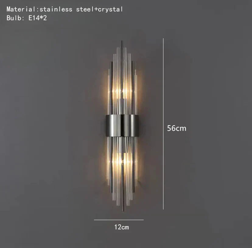 DecorBites™ Clear Crystal LED Wall Lamp Stainless Steel Sconces for Bedroom Dining Room