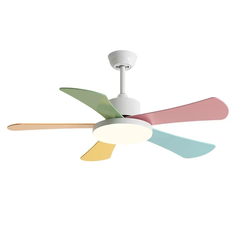 DecorBites™ 48" Bedroom Restaurant Ceiling Fan with 5 Wood Blades, DC Motor, LED Light, Remote