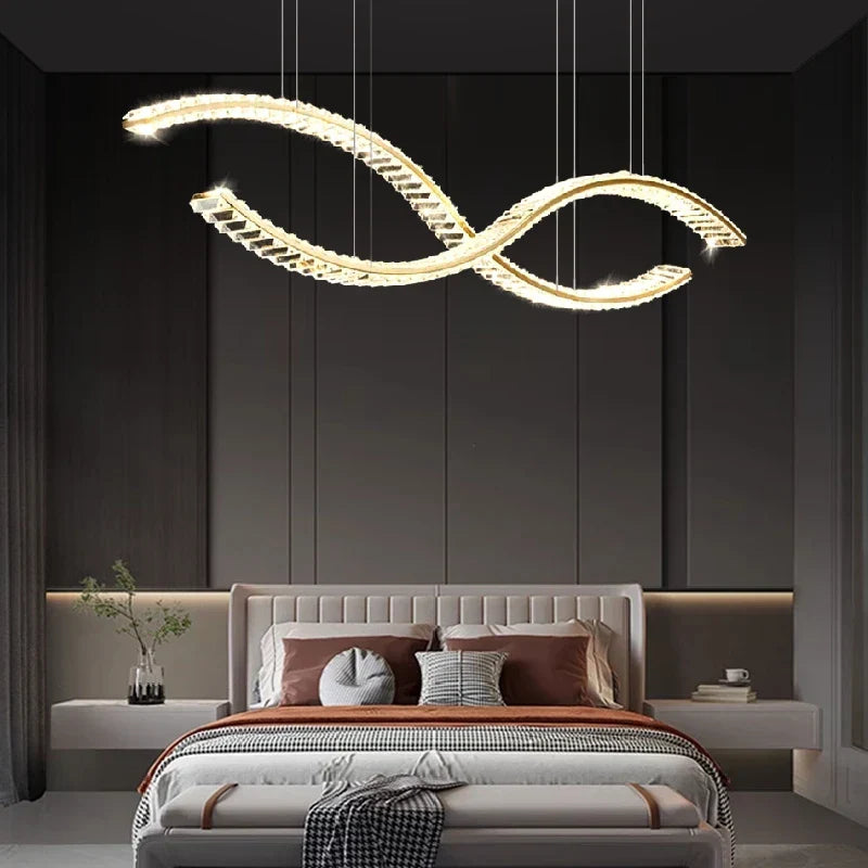 DecorBites™ Crystal Chandelier Pendant Lamp Hanging Light for Living Room
