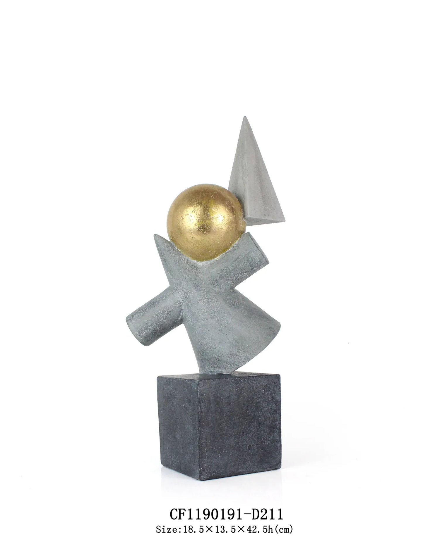 DecorBites™ Geometric Gold Ball Abstract Sculpture Triangular Statues for Home Decor