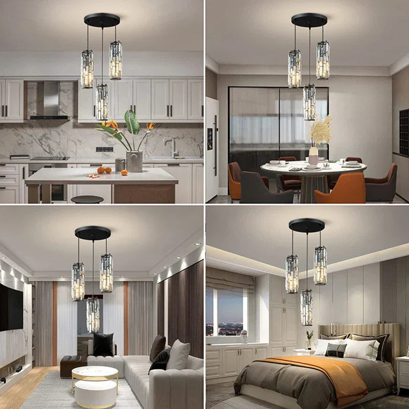 DecorBites™ Gold Crystal Chandelier: Elegant Dining Room Pendant Lighting