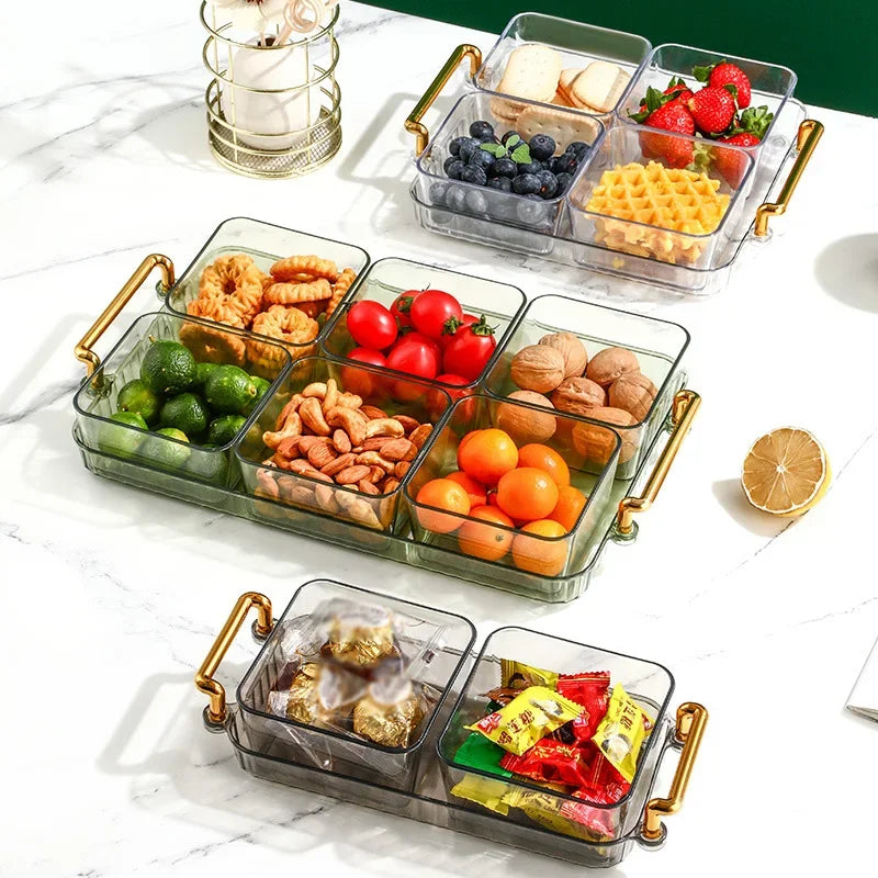 DecorBites™ 6-Grid Divided Fruit Plate Snack Dish Dry Fruit Tray Light Luxury Tray