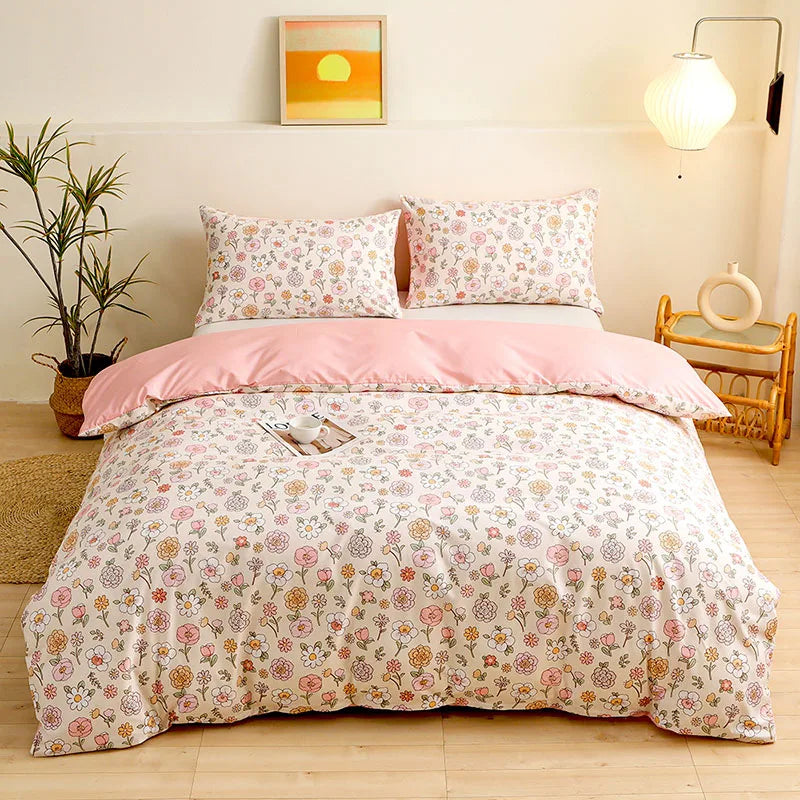 DecorBites™ Brushed Printed Duvet Cover Set with 2 Pillowcases, Queen/Single Size