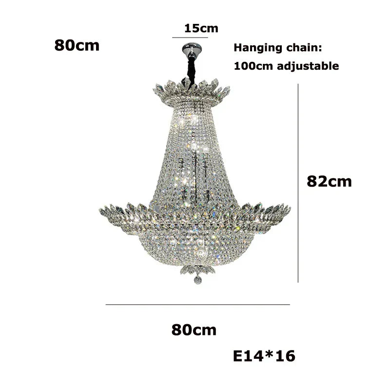 DecorBites™ K9 Crystal Chrome LED Chandelier for Trendy Living Room Lighting