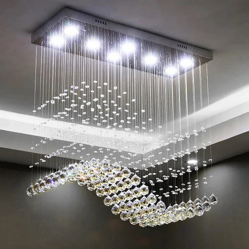 DecorBites™ Crystal Chandelier LED Pendant Light for Living Room, Cafe, Office, Home
