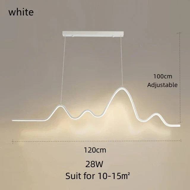DecorBites™ LED Aluminum Chandelier Modern Wave Line Kitchen Island Pendant Light