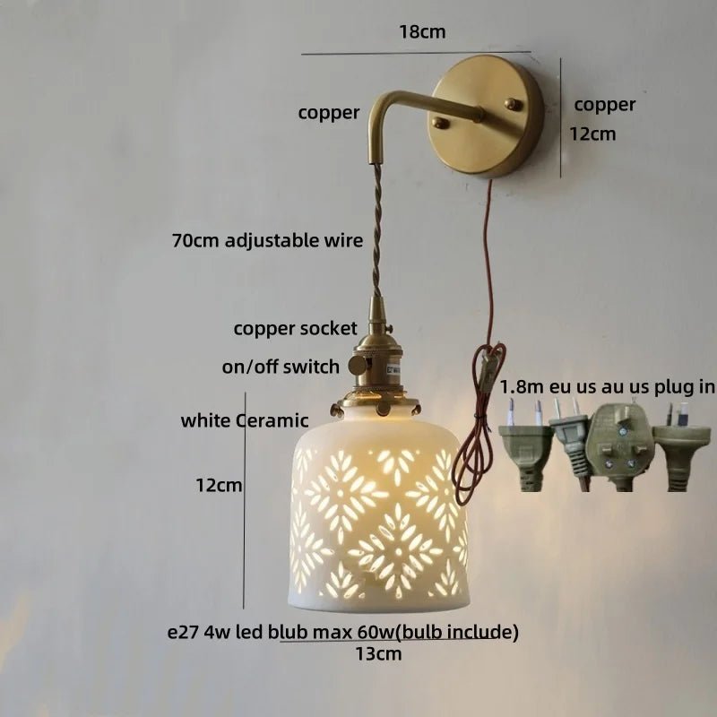 DecorBites™ Ceramic LED Wall Light Balcony Bedroom Kitchen Modern Bedside Lamp