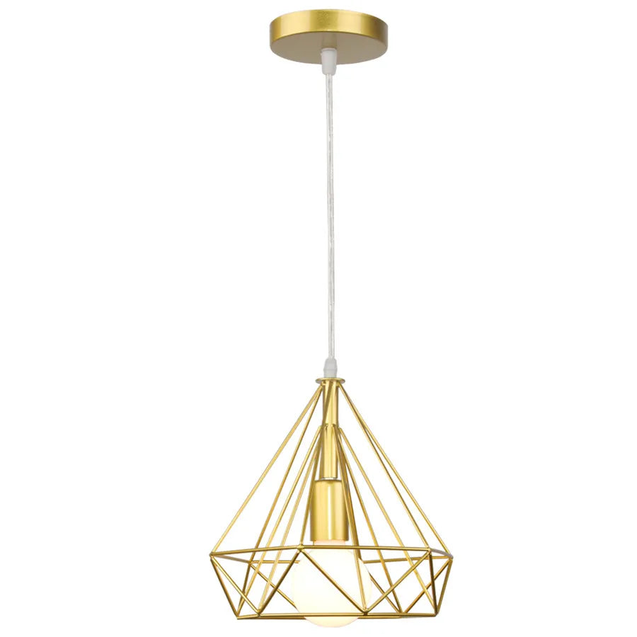 DecorBites™ Industrial Iron Cage Pyramid Pendant Lamp for Kitchen Bedroom Living Room