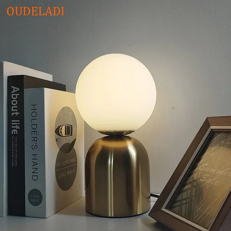 DecorBites™ Black Iron Glass Ball Table Lamps - Nordic LED Lighting Fixture for Home Decor
