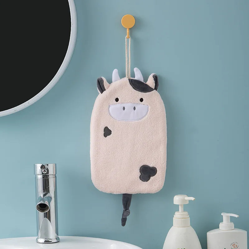 DecorBites™ Cartoon Embroidery Hanging Hand Towel - Soft, Absorbent, Quick Dry Towel