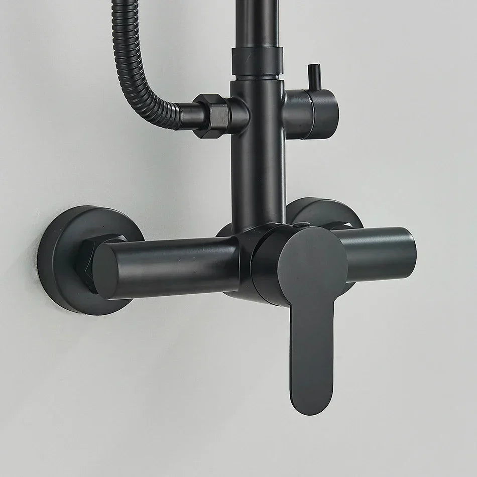 DecorBites™ Black Shower Faucet Set with Rainfall Shower Head and Wall Mounted Mixer Tap