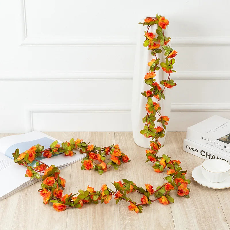 DecorBites™ 250cm Rose Flowers Vine Garland Autumn Cane Backdrop Decor