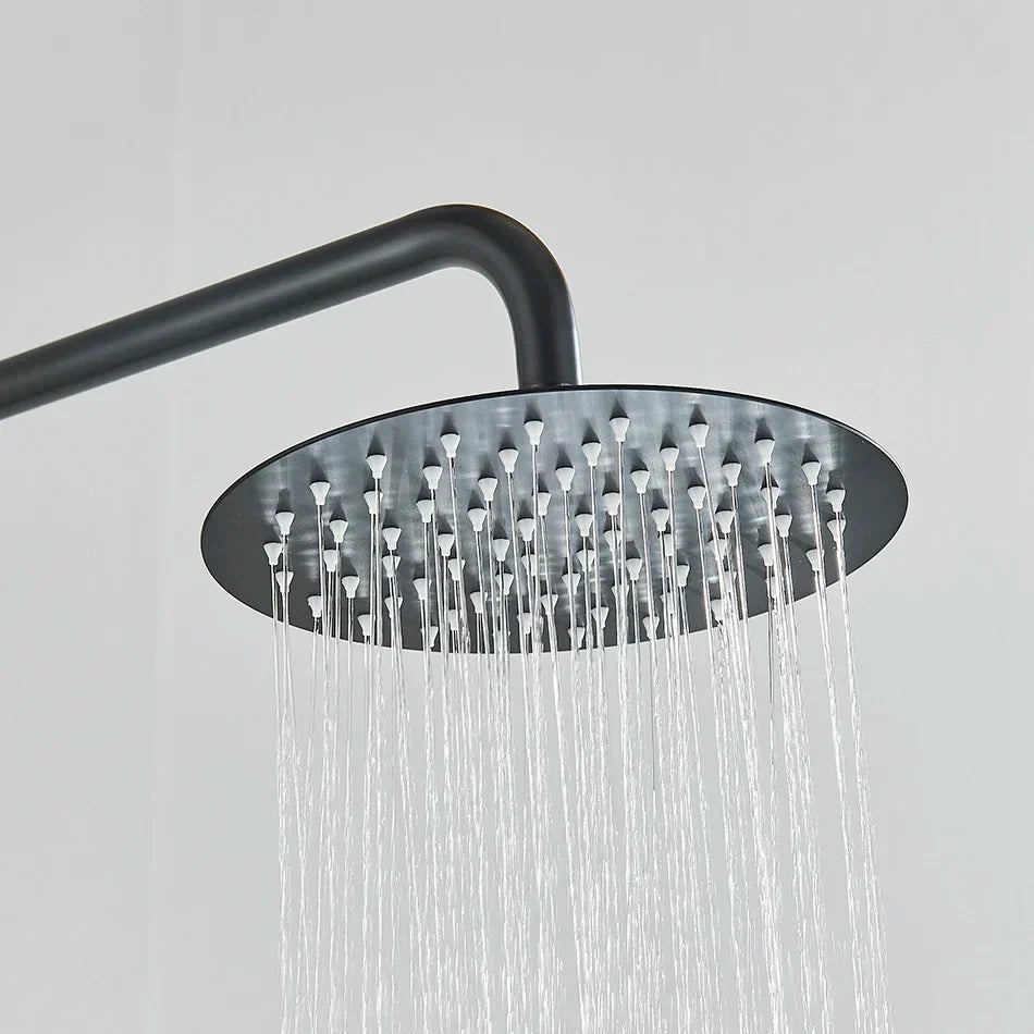 DecorBites™ Black Shower Faucet Set with Rainfall Shower Head and Wall Mounted Mixer Tap