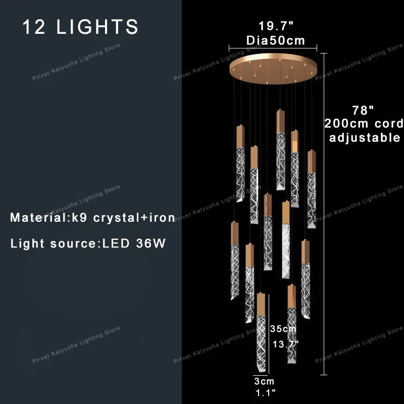 DecorBites™ Crystal Ceiling Pendant Lights - Adjustable, Elegant, Circular Design