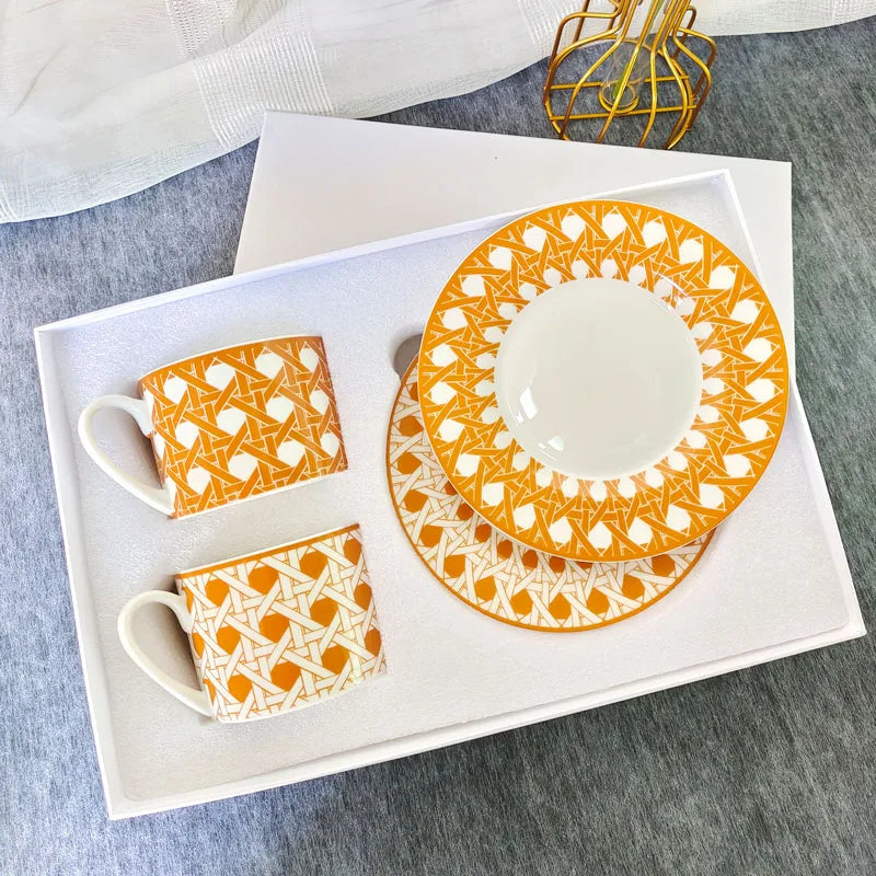 DecorBites™ Bone China Coffee and Tea Cup Set with Saucer, Teaware, Dessert Dish