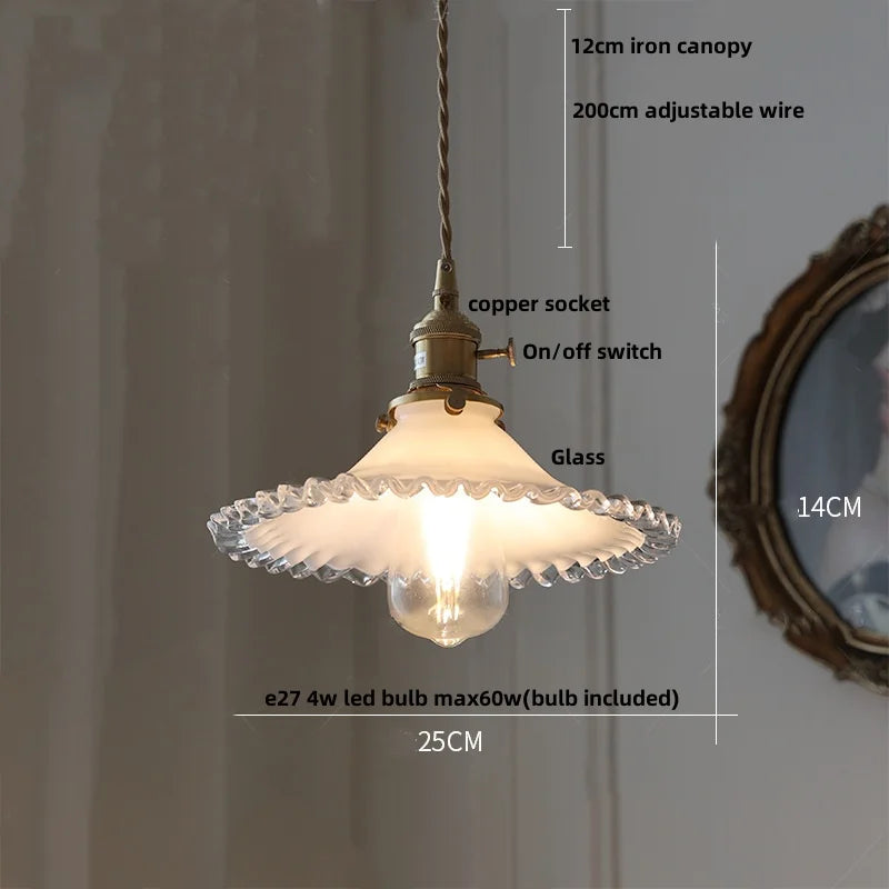 DecorBites™ Glass LED Pendant Lamp with Wood Handle - Modern Nordic Hanging Light