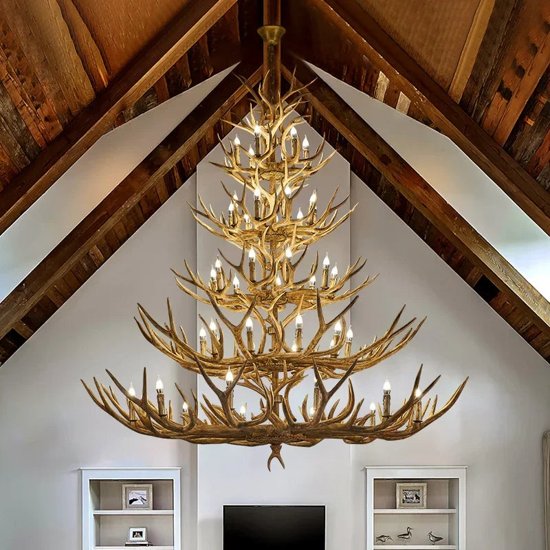 DecorBites™ Antler LED Chandeliers: Creative Retro Resin Pendant Lamps for Home & Hospitality Lighting