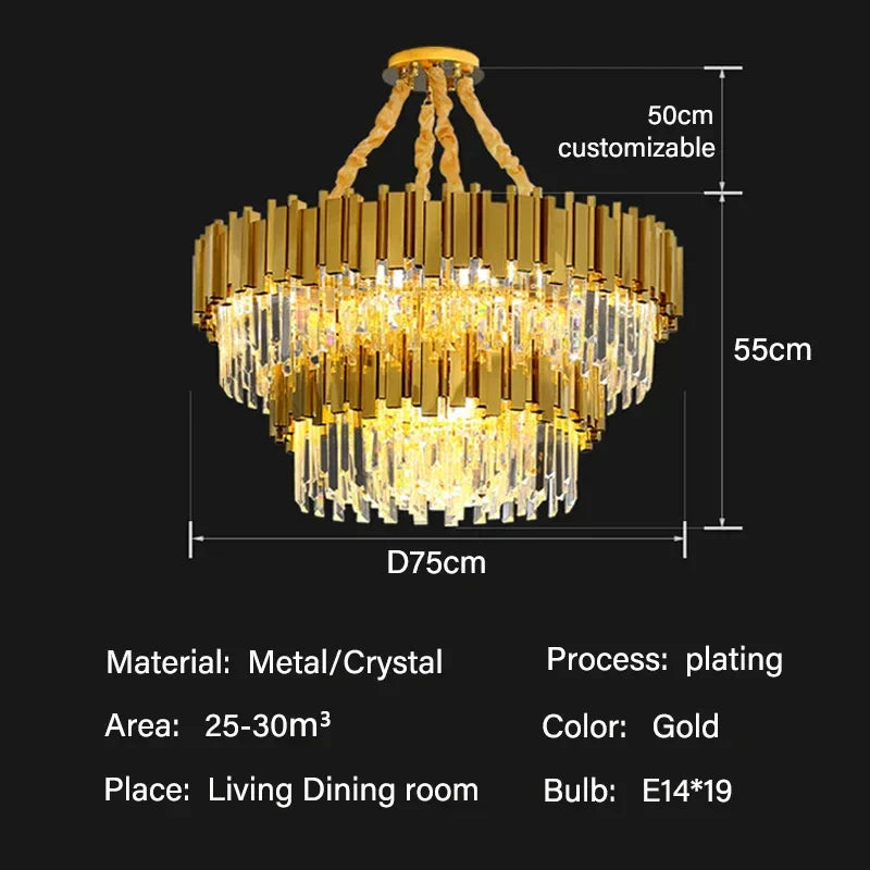 DecorBites™ Crystal Oval Round Chandelier: Luxury Nordic Modern LED Lighting for Home and Bar