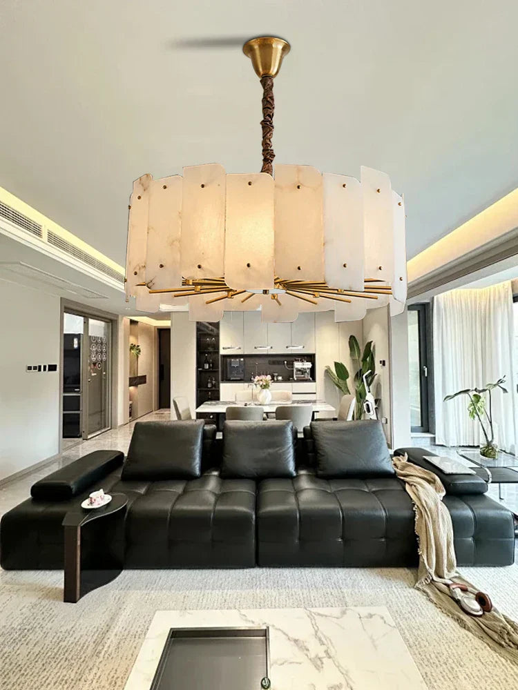 DecorBites™ Brass Stone Pendant Light Dimmable E14 Bulb for Dining Room
