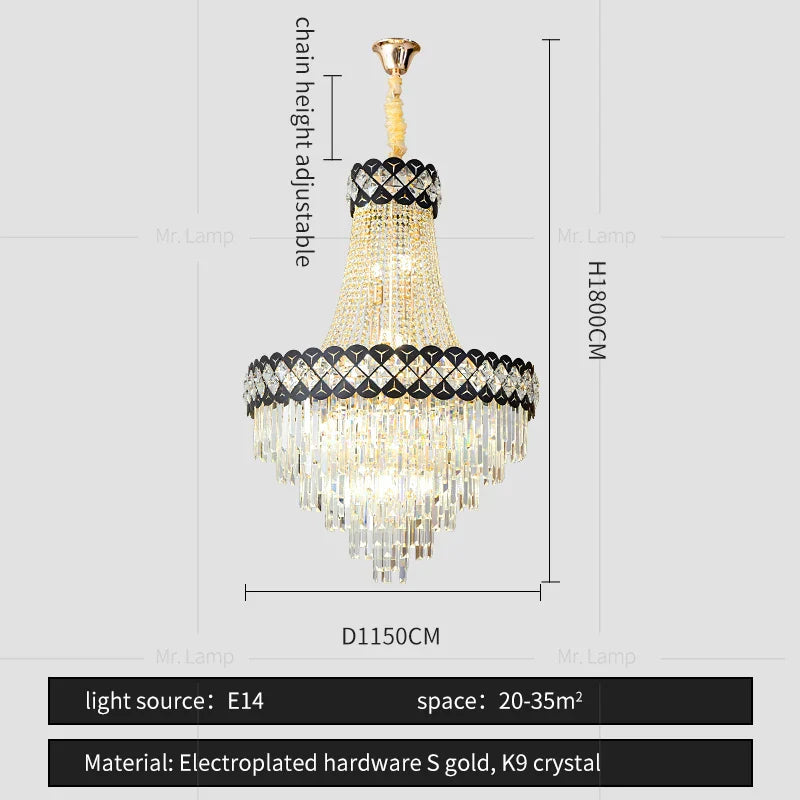 DecorBites™ Crystal Chandelier Spiral Staircase Living Room Lamp Texture Design