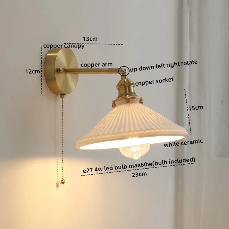 DecorBites™ Glass Copper LED Wall Lights Modern Style for Indoor Bedroom Living Room