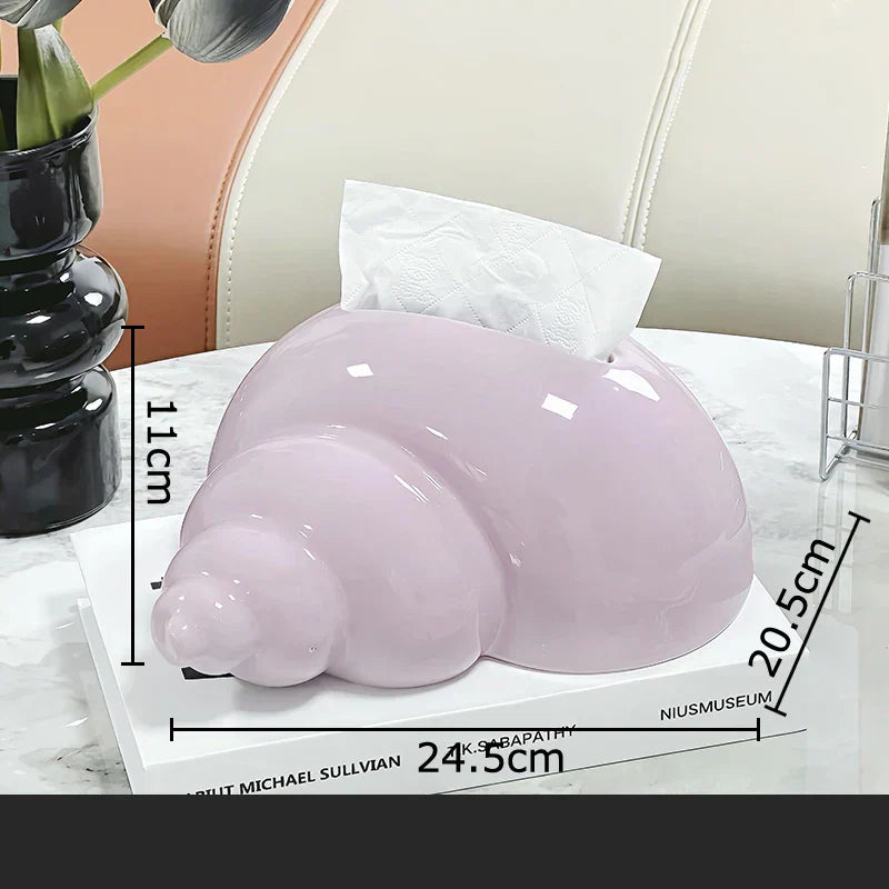 DecorBites™ Conch Ceramic Tissue Box: Charming Table Decoration & Paper Towel Case
