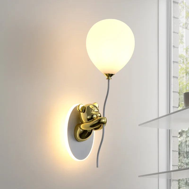 DecorBites™ Cartoon Bear Balloon LED Wall Lamp for Children's Room