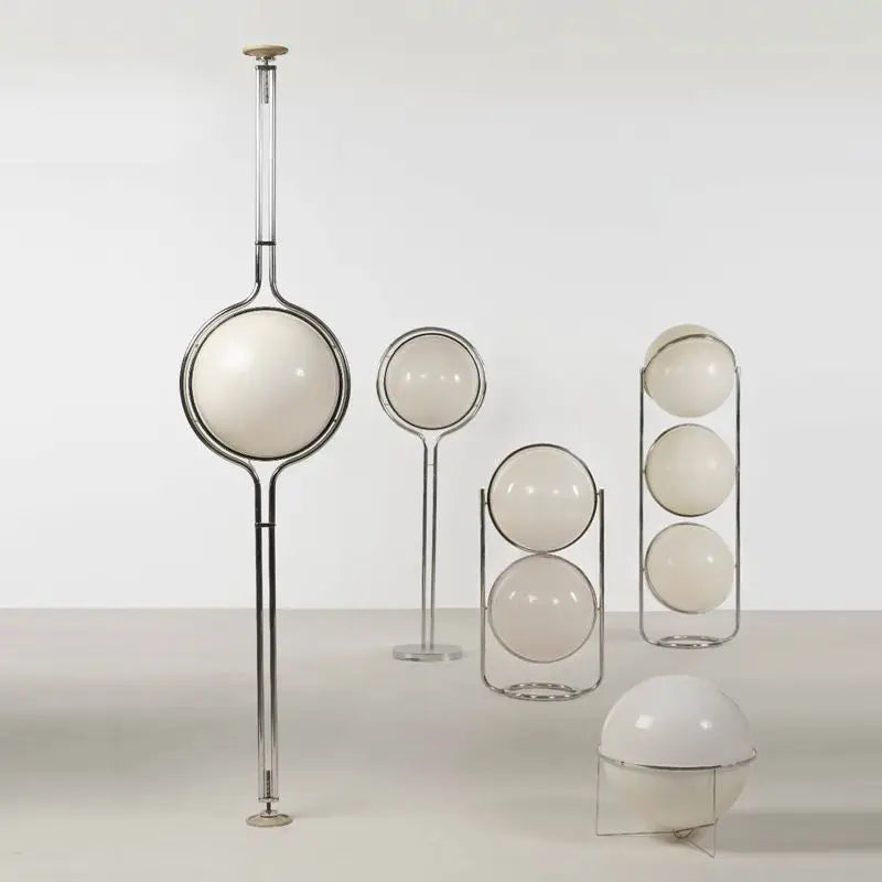DecorBites™ LED Floor Lamp Chrome Metal Living Room Floor Light White Acrylic Ball