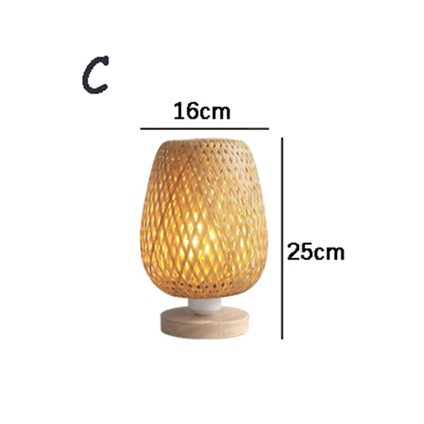 DecorBites™ Bamboo Table Lamp Handmade Bedroom Living Room Decor Wood Light
