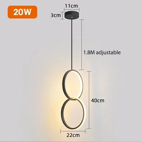 DecorBites™ Geometric LED Pendant Lights for Living Room Bedroom Kitchen, Modern Hanging Lamps for Decor