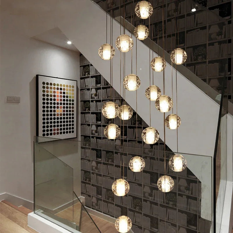 DecorBites™ Crystal Ball LED Chandelier Pendant Light for Living Room Kitchen Stair Salon