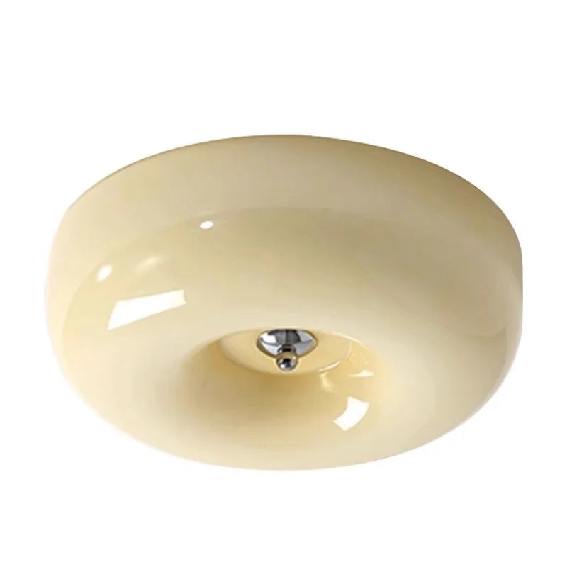 DecorBites™ Cream Bauhaus Style Ceiling Lamp for Bedroom with Medieval French Glass
