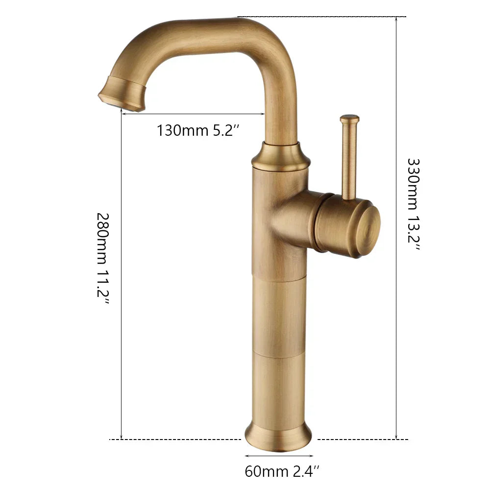 DecorBites™ Antique Brass/Oil Rubbed Bronze Bathroom Faucet Deck Mount Single Handle Mixer Tap