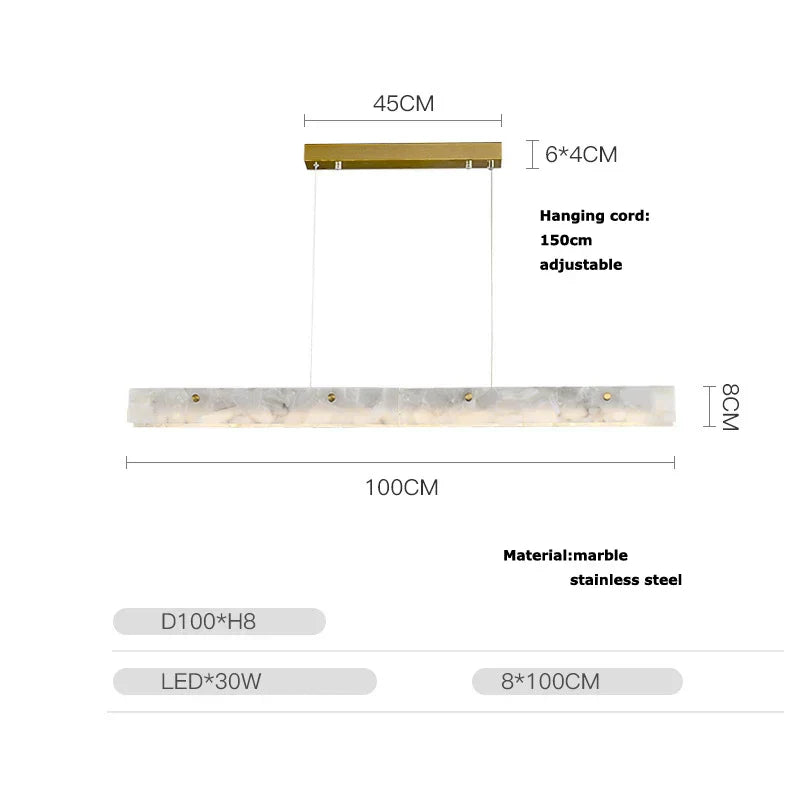 DecorBites™ Art Deco Marble Steel Chandelier: Modern LED Black Gold Lighting for Dinning Room