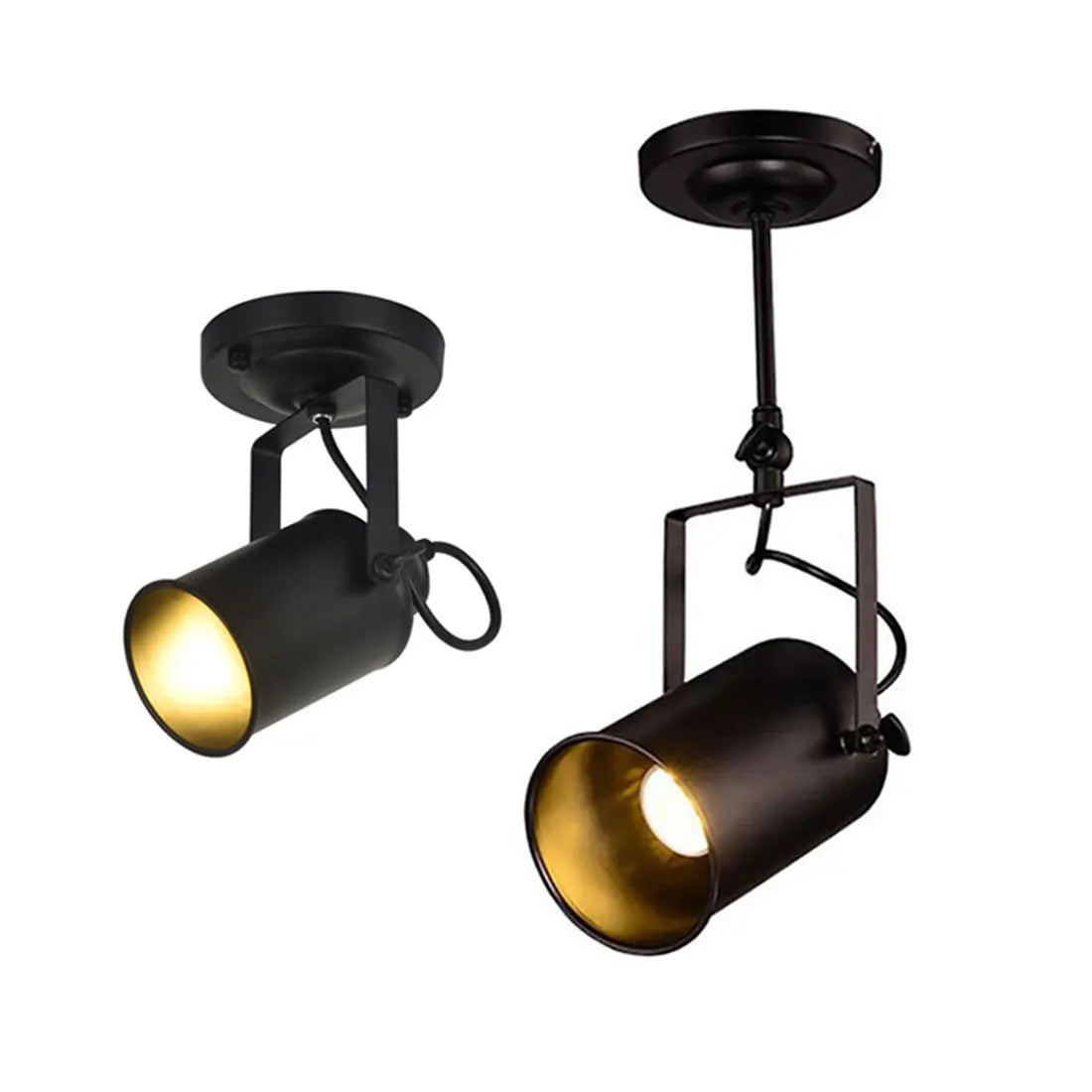 DecorBites™ Black Wrought Iron Spotlight Accent Lamp - Adjustable Flush Mount Lighting