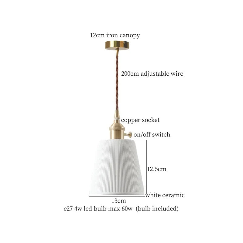DecorBites™ Beige Ceramic LED Pendant Lamp for Home and Commercial Spaces
